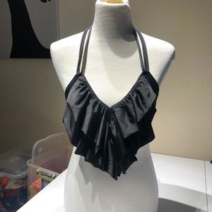 Black ruffle bikini top